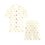 Horseshoes Pattern Print Design 02 Men's V-Neck Short Pajama Set