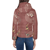 Koi Fish Carp Fish red background Women's Padded Hooded Jacket