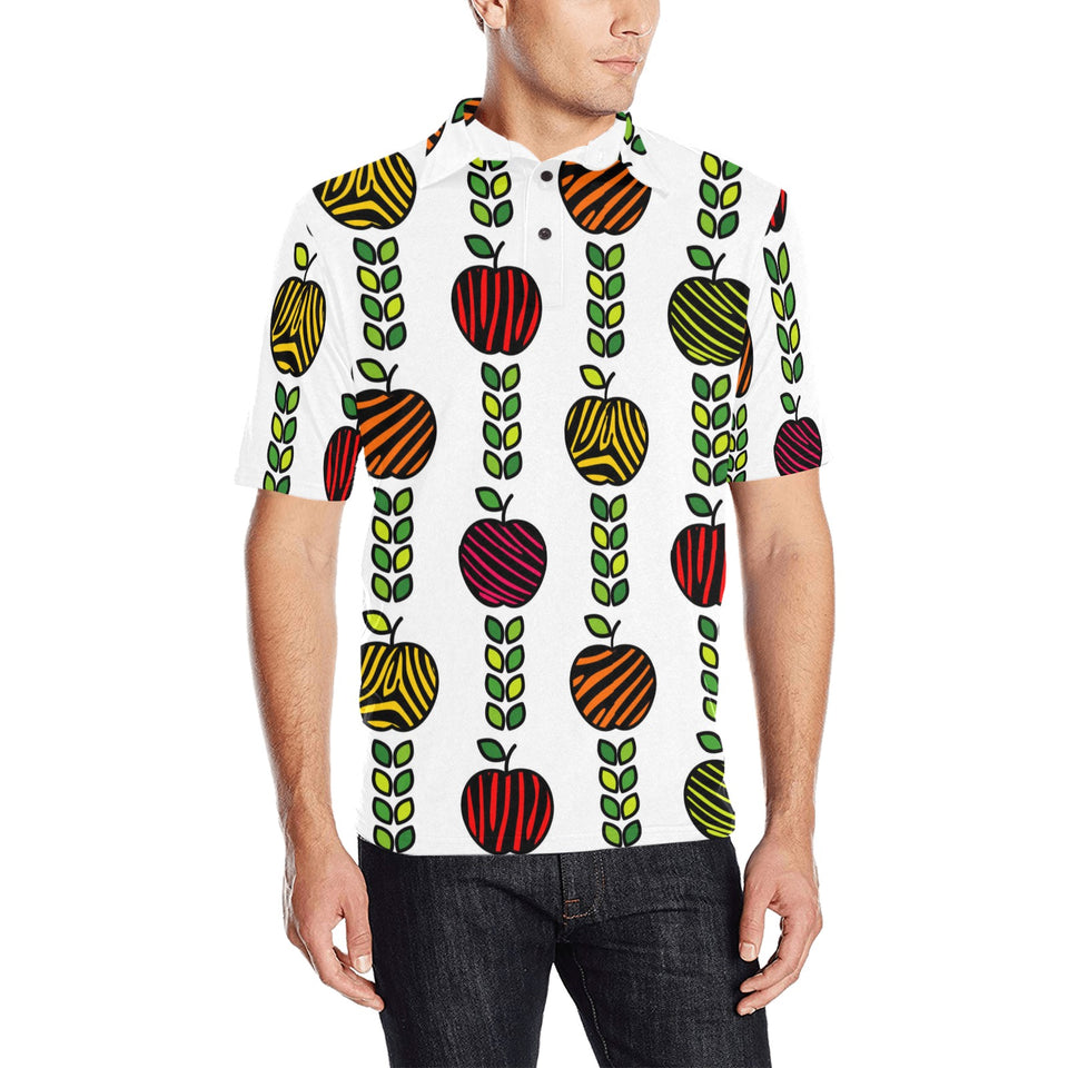 colorful apples leave zebra stripe Men's All Over Print Polo Shirt