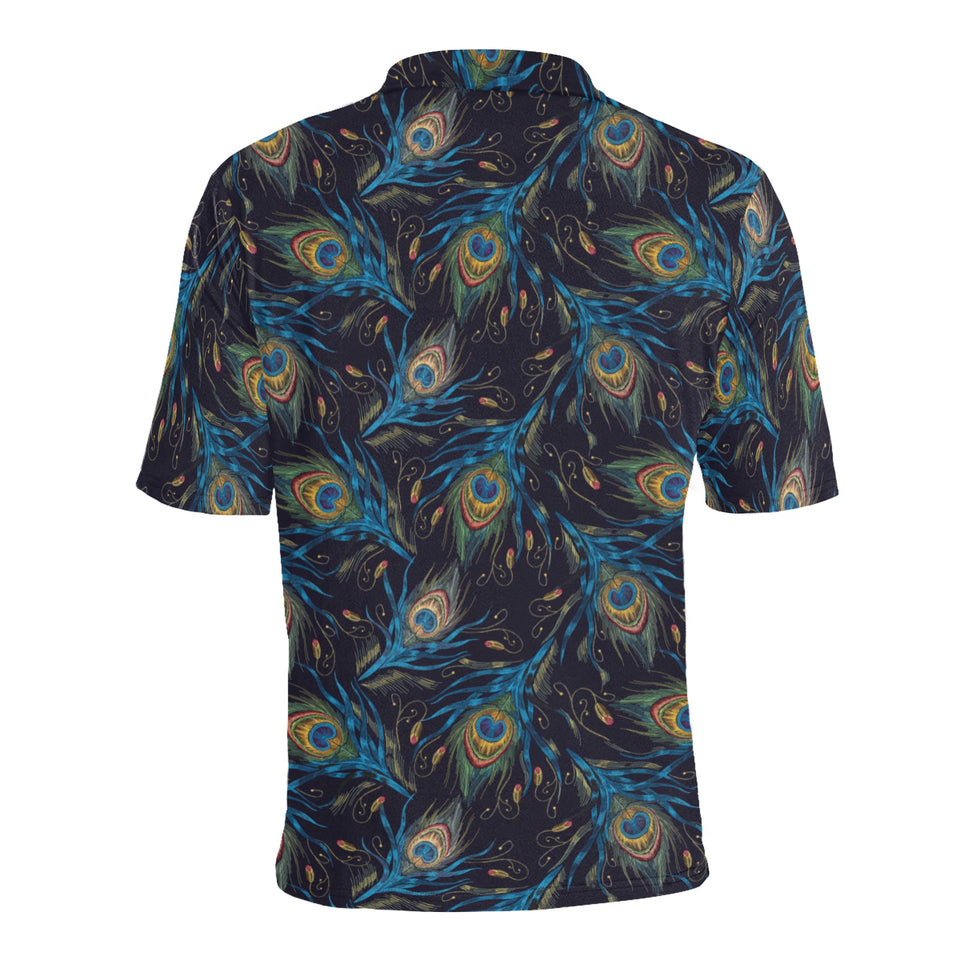 Beautiful peacock feather pattern Men's All Over Print Polo Shirt