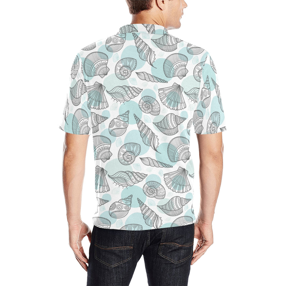 Shell polynesian tribal Men's All Over Print Polo Shirt