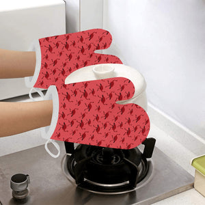 Ostrich Pattern Print Design 03 Heat Resistant Oven Mitts