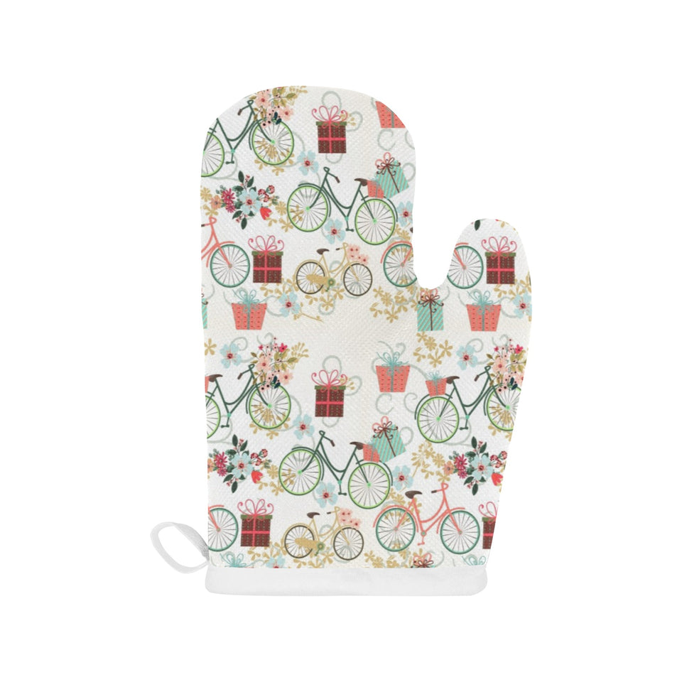 Bicycle Pattern Print Design 05 Heat Resistant Oven Mitts