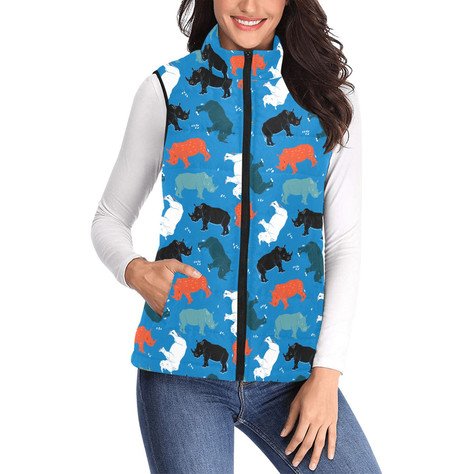 Colorful rhino pattern Women's Padded Vest
