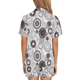Classic vintage clock pattern Women's V-Neck Short Pajama Set