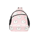 Clock pattern pink blackground All Over Print Chest Bag