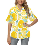 lemon design pattern Women's All Over Print Hawaiian Shirt