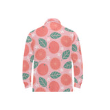 Grapefruit leaves flower pink background Men's Long Sleeve Polo Shirt