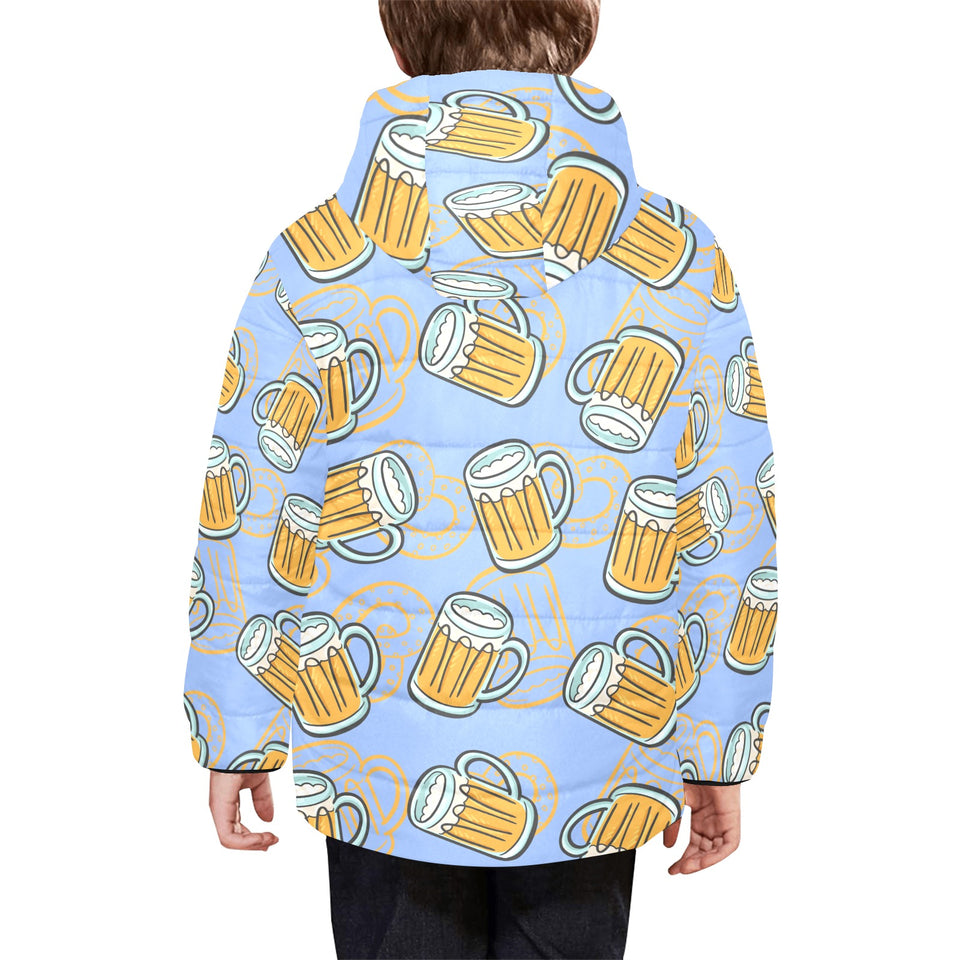 Beer pattern Kids' Boys' Girls' Padded Hooded Jacket