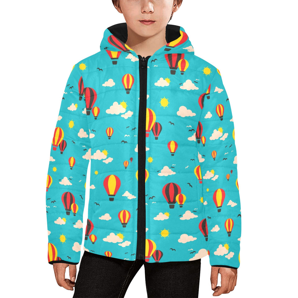 Hot Air Balloon Sky Pattern Kids' Boys' Girls' Padded Hooded Jacket