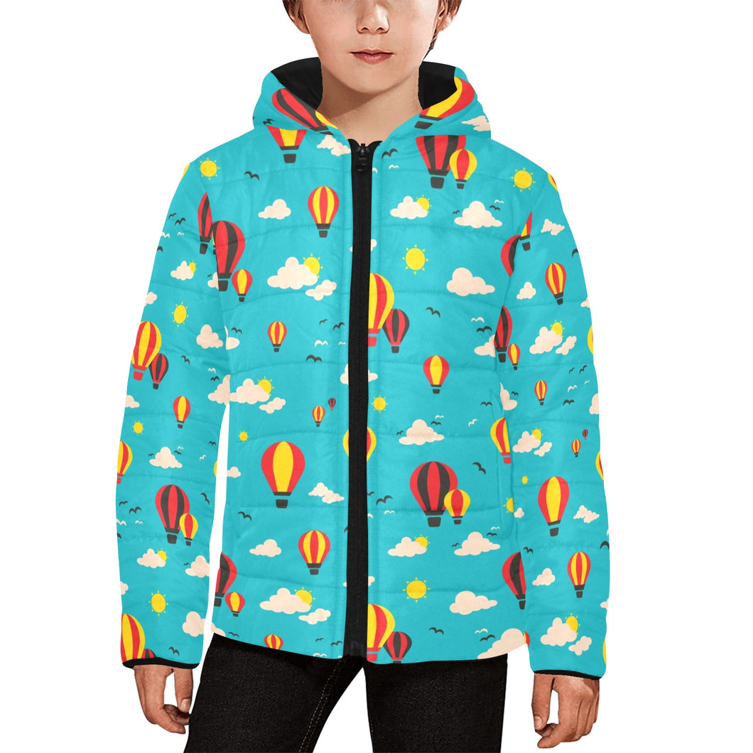 Hot Air Balloon Sky Pattern Kids' Boys' Girls' Padded Hooded Jacket