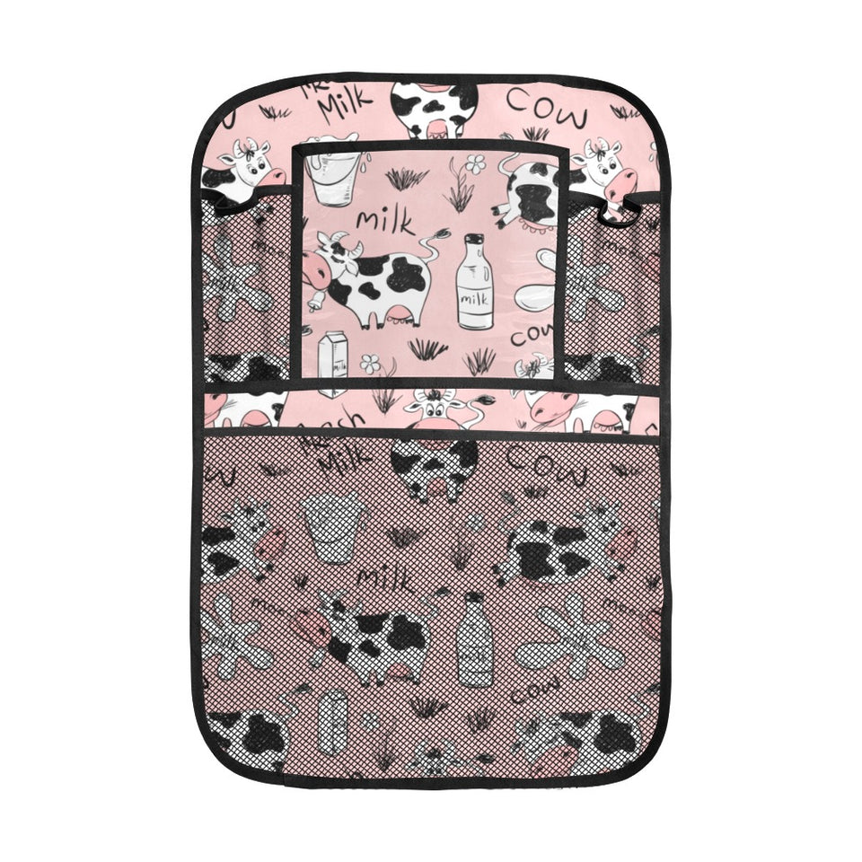 Cows milk product pink background Car Seat Back Organizer