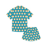 Guinea Pig Pattern Print Design 03 Kids' Boys' Girls' V-Neck Short Pajama Set