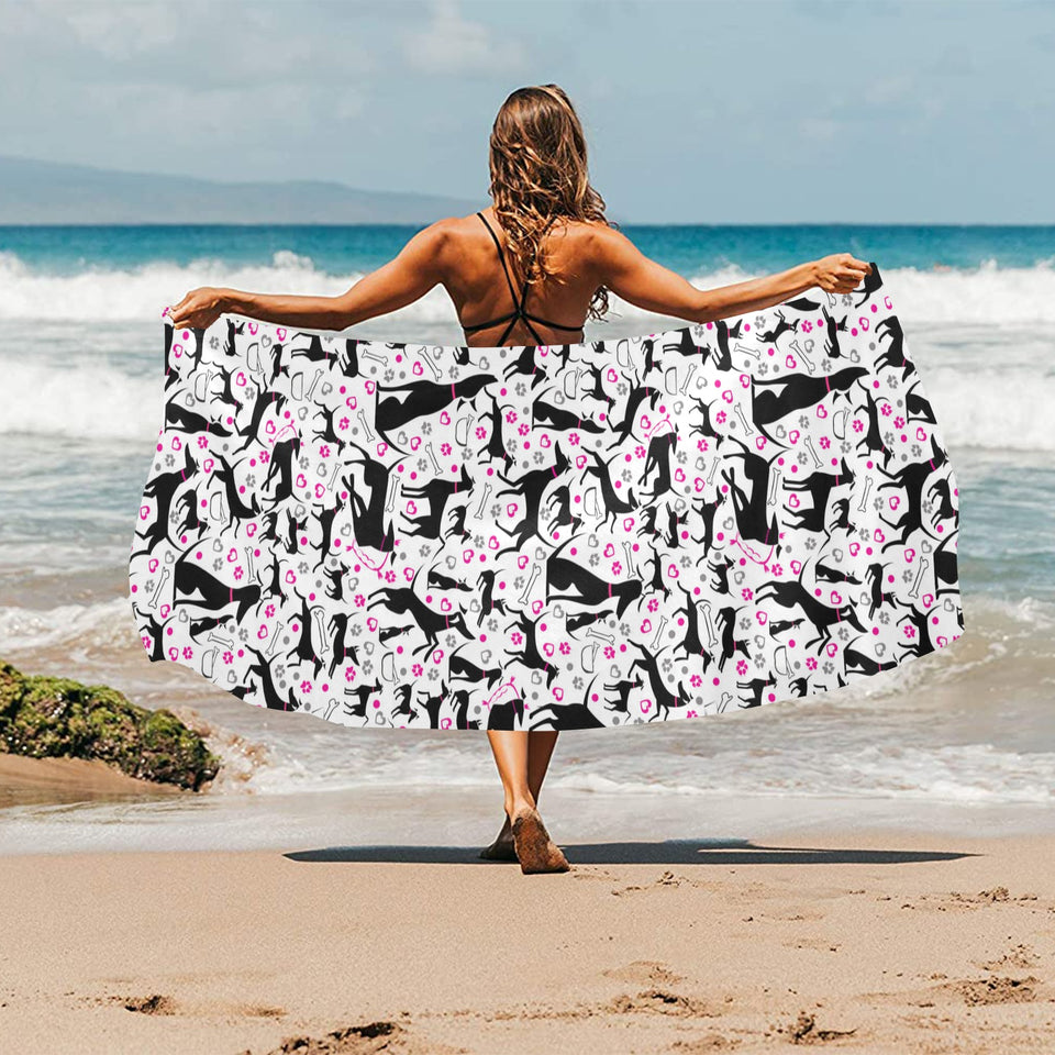 Greyhound Pattern Print Design 02 Beach Towel