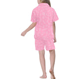 Sweet candy pink background Kids' Boys' Girls' V-Neck Short Pajama Set