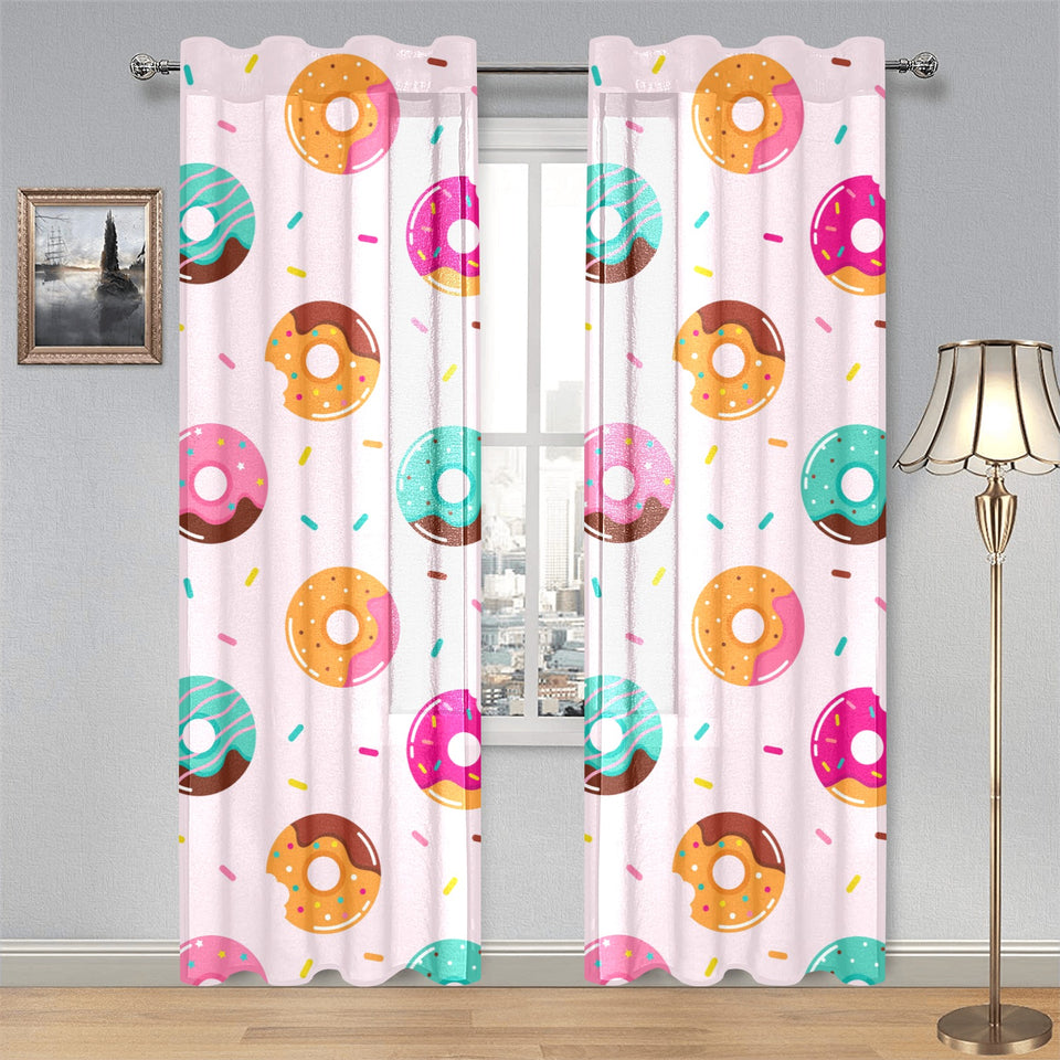 Donut pattern glaze pink background Gauze Curtain