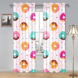 Donut pattern glaze pink background Gauze Curtain