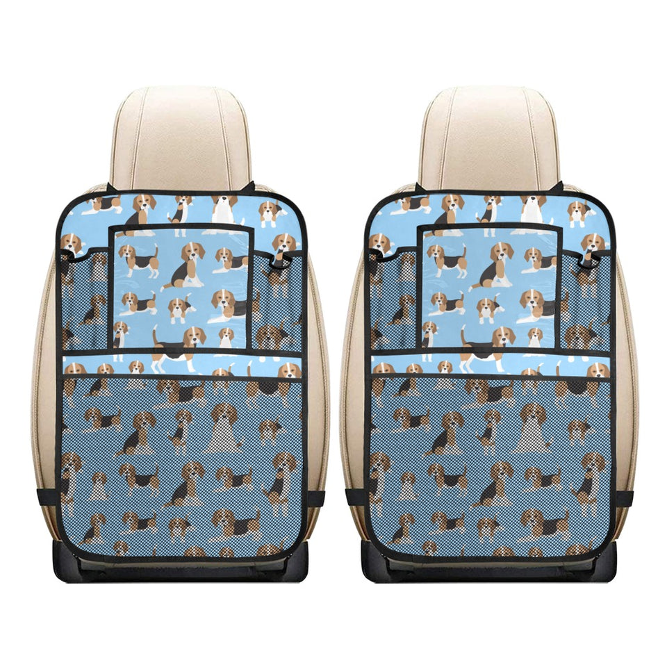 Beagle dog blue background pattern Car Seat Back Organizer