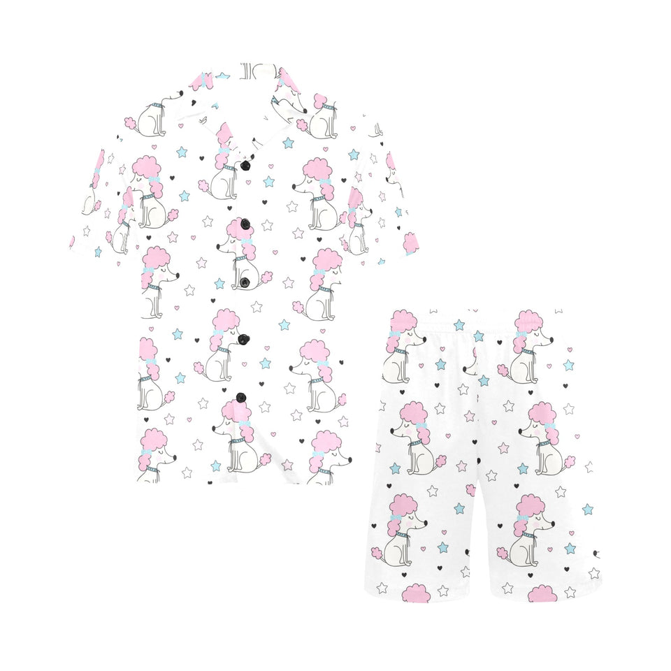 Cute poodle dog star pattern Men's V-Neck Short Pajama Set