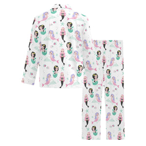cute mermaid dolphin fish starfish pattern Men's Long Pajama Set
