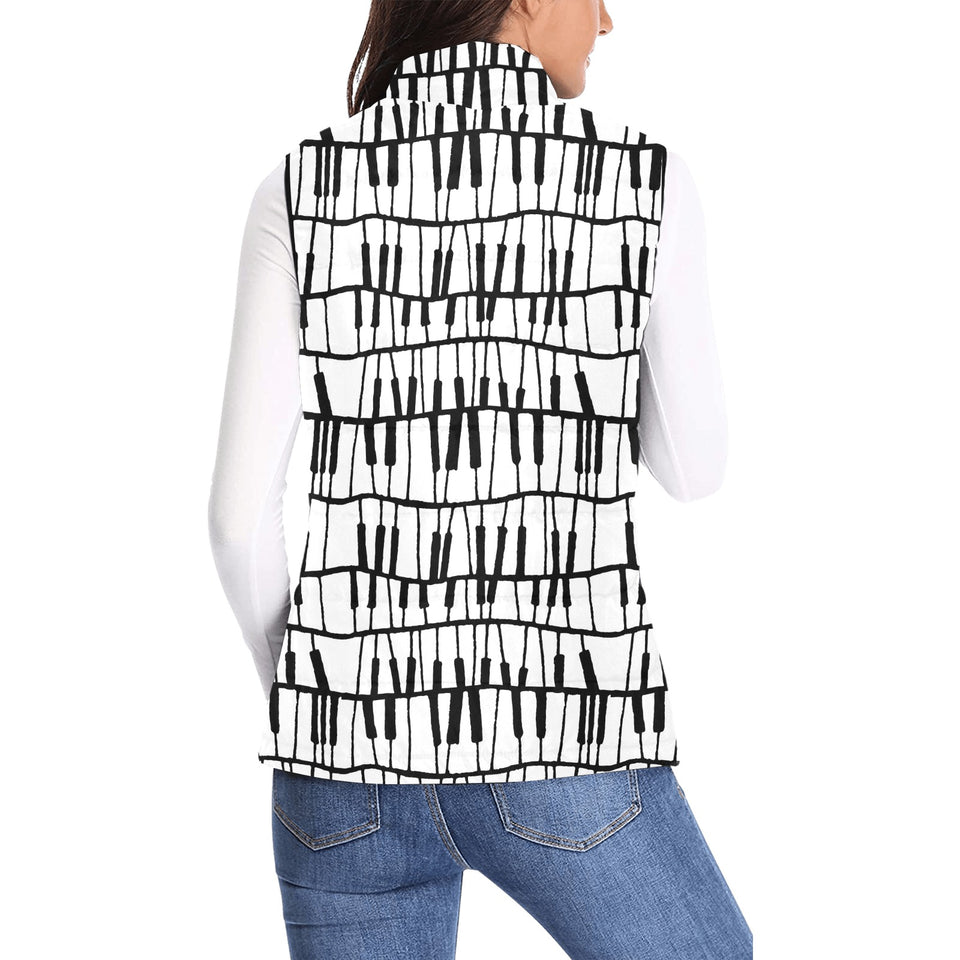 Piano Pattern Print Design 03 Women's Padded Vest