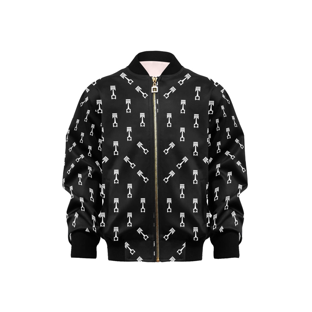 Engine Piston Black Theme Pattern Print Design 03 Kids' Boys' Girls' Bomber Jacket