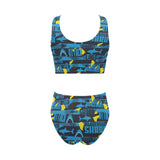 Shark dangerous Chest Bowknot High Waisted Bikini Swimsuit