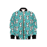 Hand drawn boston terrier dog pattern Kids' Boys' Girls' Bomber Jacket