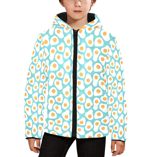 Fried Eggs Pattern Print Design 04 Kids' Boys' Girls' Padded Hooded Jacket