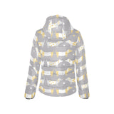Cute dachshund dog pattern Women's Padded Hooded Jacket