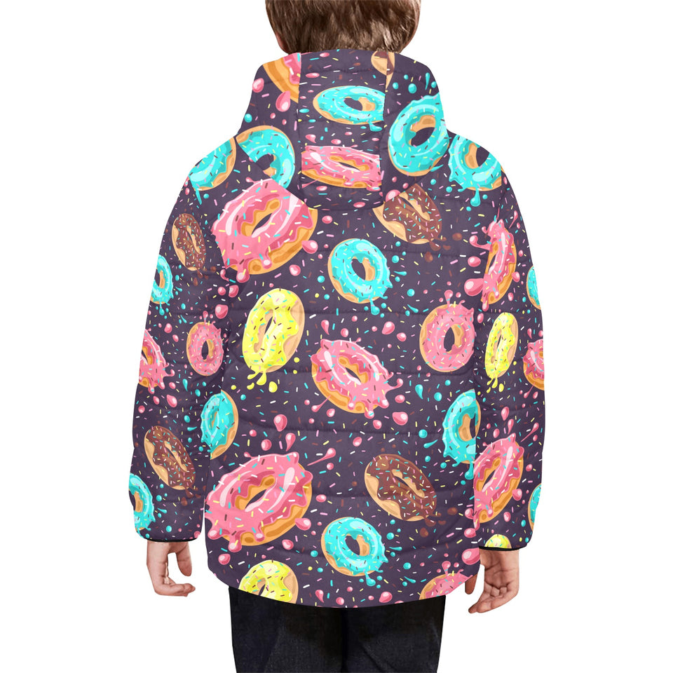 Colorful donut glaze pattern Kids' Boys' Girls' Padded Hooded Jacket