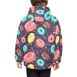 Colorful donut glaze pattern Kids' Boys' Girls' Padded Hooded Jacket