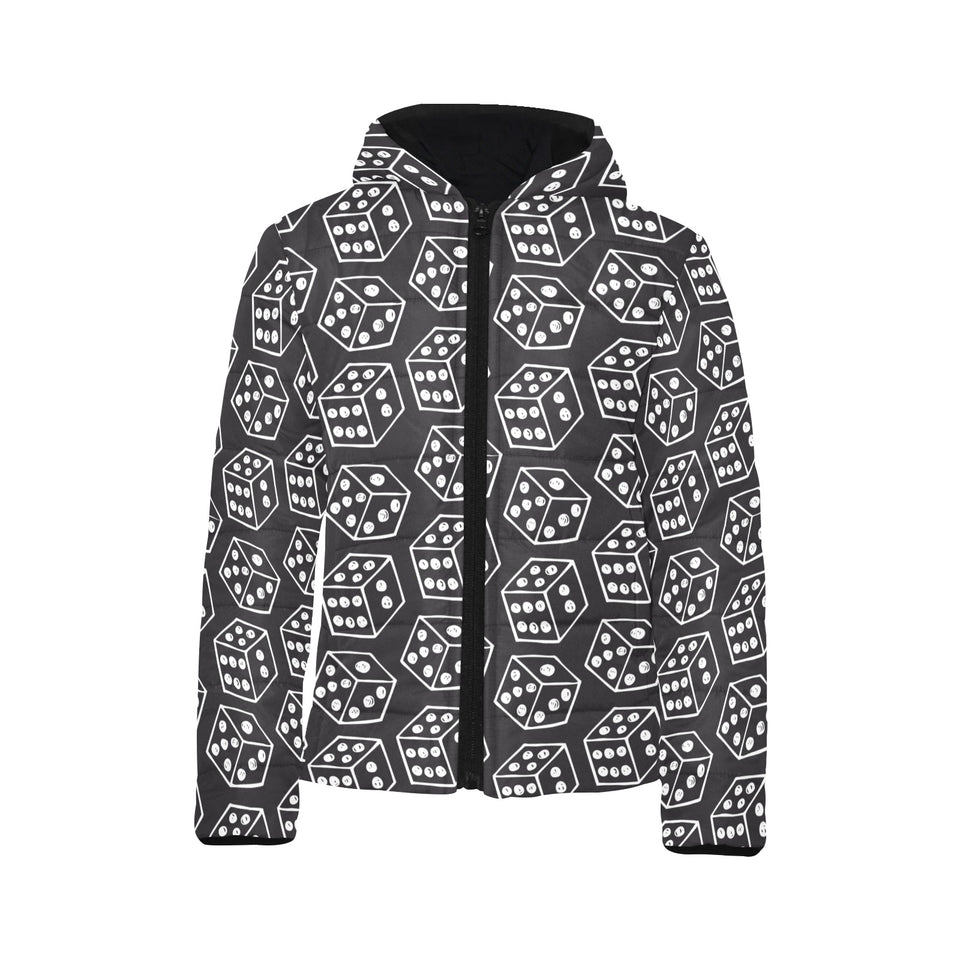 Dice Pattern Print Design 01 Kids' Boys' Girls' Padded Hooded Jacket
