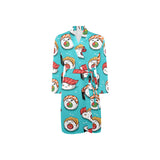 Cute sushi pattern Men's Long Sleeve Belted Night Robe