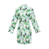 Pelican Pattern Print Design 01 Women's Long Sleeve Belted Night Robe