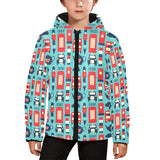 British Pattern Print Design 04 Kids' Boys' Girls' Padded Hooded Jacket