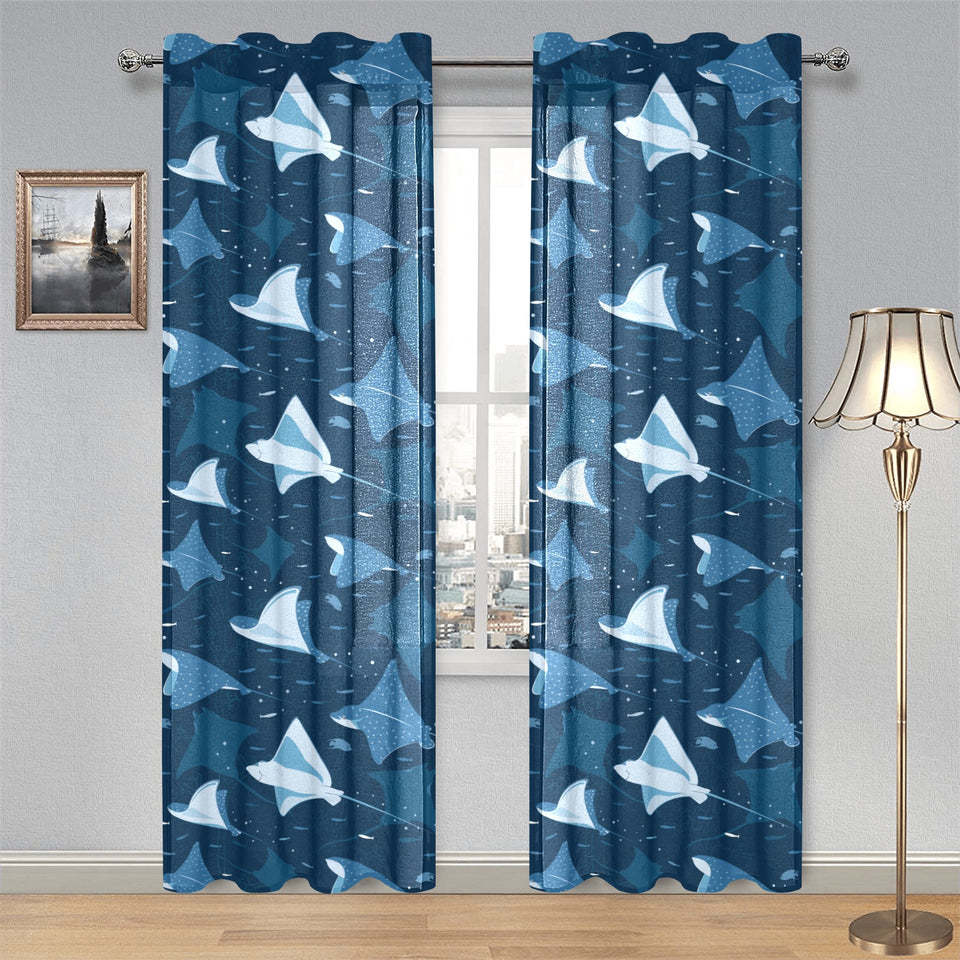 Stingray Pattern Print Design 04 Gauze Curtain