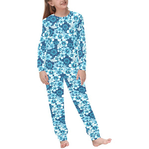 Hibiscus Pattern Print Design 03 Kids' Boys' Girls' All Over Print Pajama Set