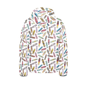 Skate Board Pattern Print Design 05 Kids' Boys' Girls' Padded Hooded Jacket