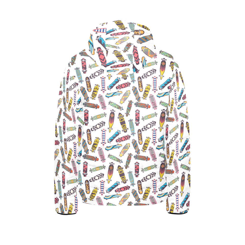 Skate Board Pattern Print Design 05 Kids' Boys' Girls' Padded Hooded Jacket