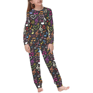 Music Notes Pattern Print Design 02 Kids' Boys' Girls' All Over Print Pajama Set