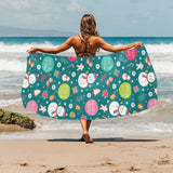 Snowman bird decorative elements christmas pattern Beach Towel