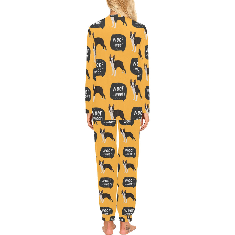 Boston terrier design pattern Women's All Over Print Pajama Set