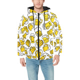 Beer design pattern Men's Padded Hooded Jacket
