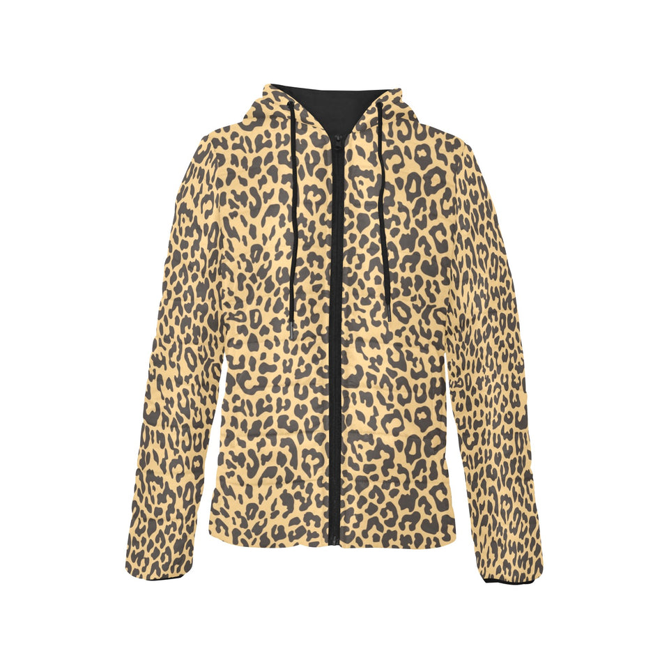 Leopard skin print Women's Padded Hooded Jacket