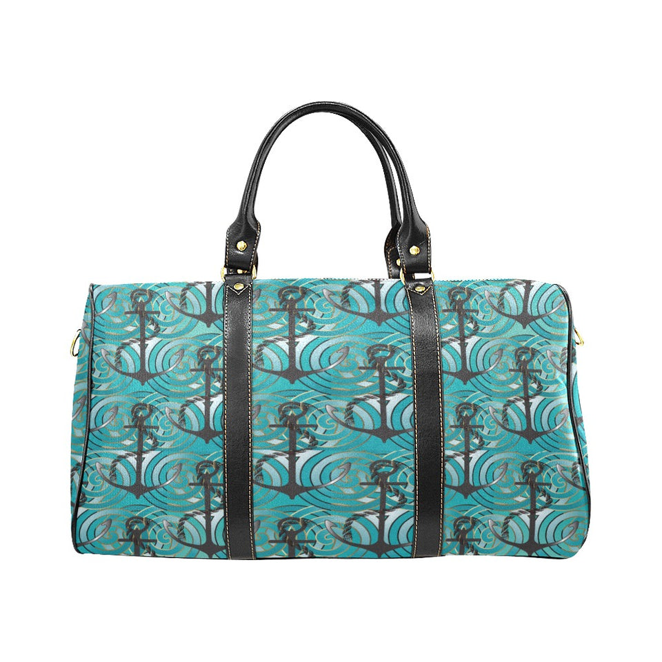Anchor nautical green background Travel Bag