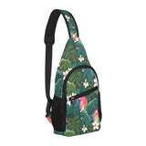 Parrot Palm tree leaves flower hibiscus pattern All Over Print Chest Bag