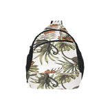 Monkey red hibiscus flower palm leaves floral patt All Over Print Chest Bag