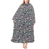 Ostrich Pattern Print Design 01 Blanket Robe with Sleeves