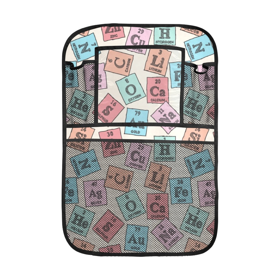 Chemistry Periodic Table Pattern Print Design 02 Car Seat Back Organizer